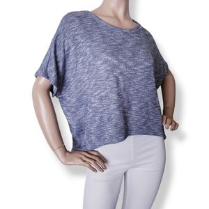 Tobi Blue Gray Heathered Knit Dolman Sleeve Oversized Top Size Medium